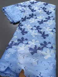Blue Swiss Lace Fabrics in Switzerland African Nigerian Cotton Fabric Lace for diy For Women Wedding Party Dresses,2.5Yards 4026