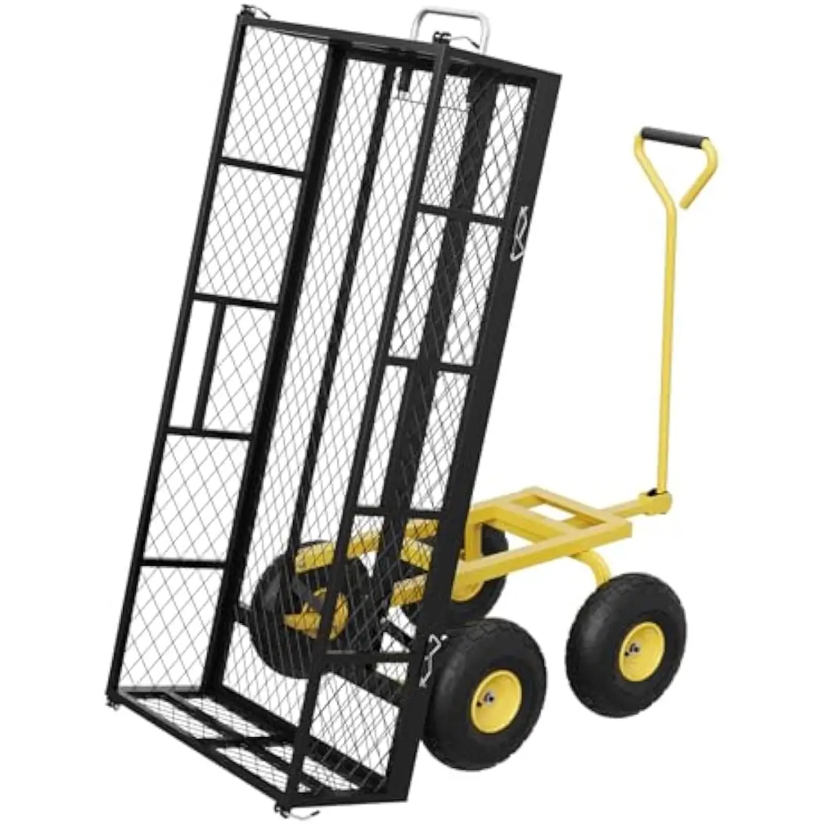 900 Lbs Steel Garden Dump Cart with Removable Sides, Heavy Duty Utility Wagon with 180 Swivel Handle and 10 Inch All Terrain Tires for Yard Farm