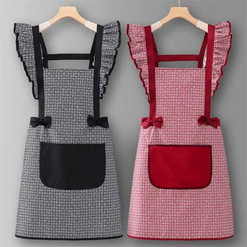 

Водонепроницаемый фартук в корейском стиле с карманами, женские кухонные фартуки для приготовления пищи и выпечки, рабочая одежда для ресторана и кафе, официанта