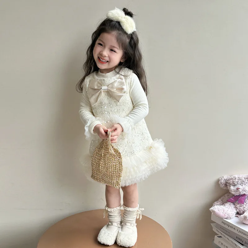 فستان بناتي لربيع وخريف 2025 بدلة أطفال جديدة للفتيات الصغيرات سترة خريفية تنورة مجموعة أطفال غير رسمية #3