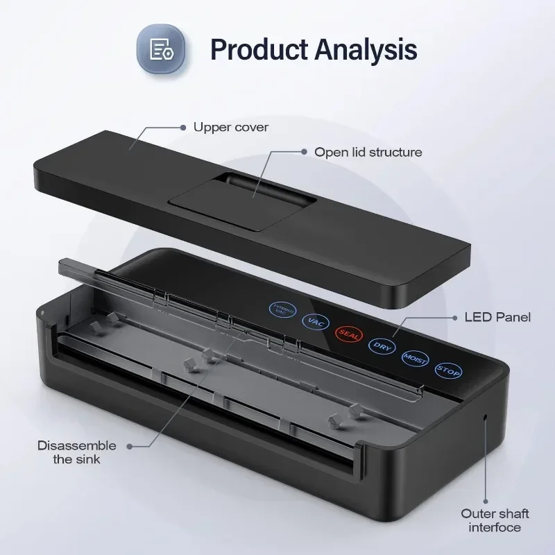 Vsdk-Machine à sceller sous vide automatique pour la conservation des aliments, scellants pour sacs, modes d'humidité sèche, voyants LED, design compact complet