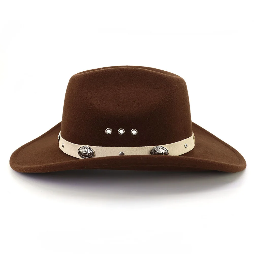 Western Cowboy Hat for Women Men Cream Solid Color Vintage  display picture 3