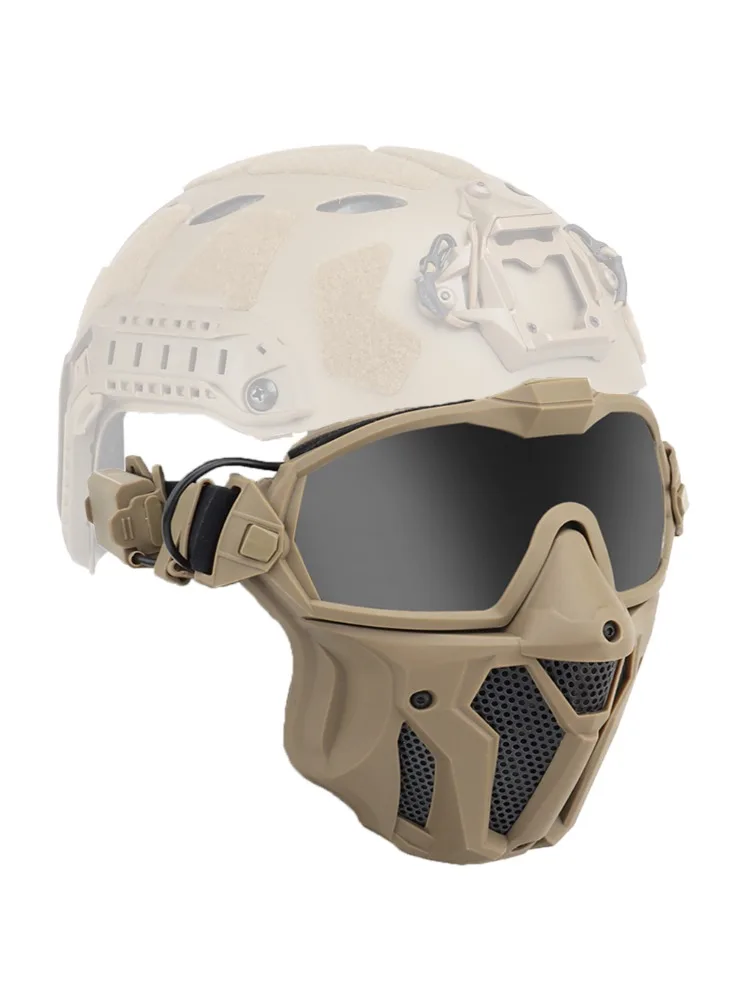 Maska Airsoft Paintball z Wentylatorem Gogle Przeciwmgielne/Oddychające/Chłodzące do Polowania Treningu CS Gry Cosplay Szybki Hełm Akcesorium — 2