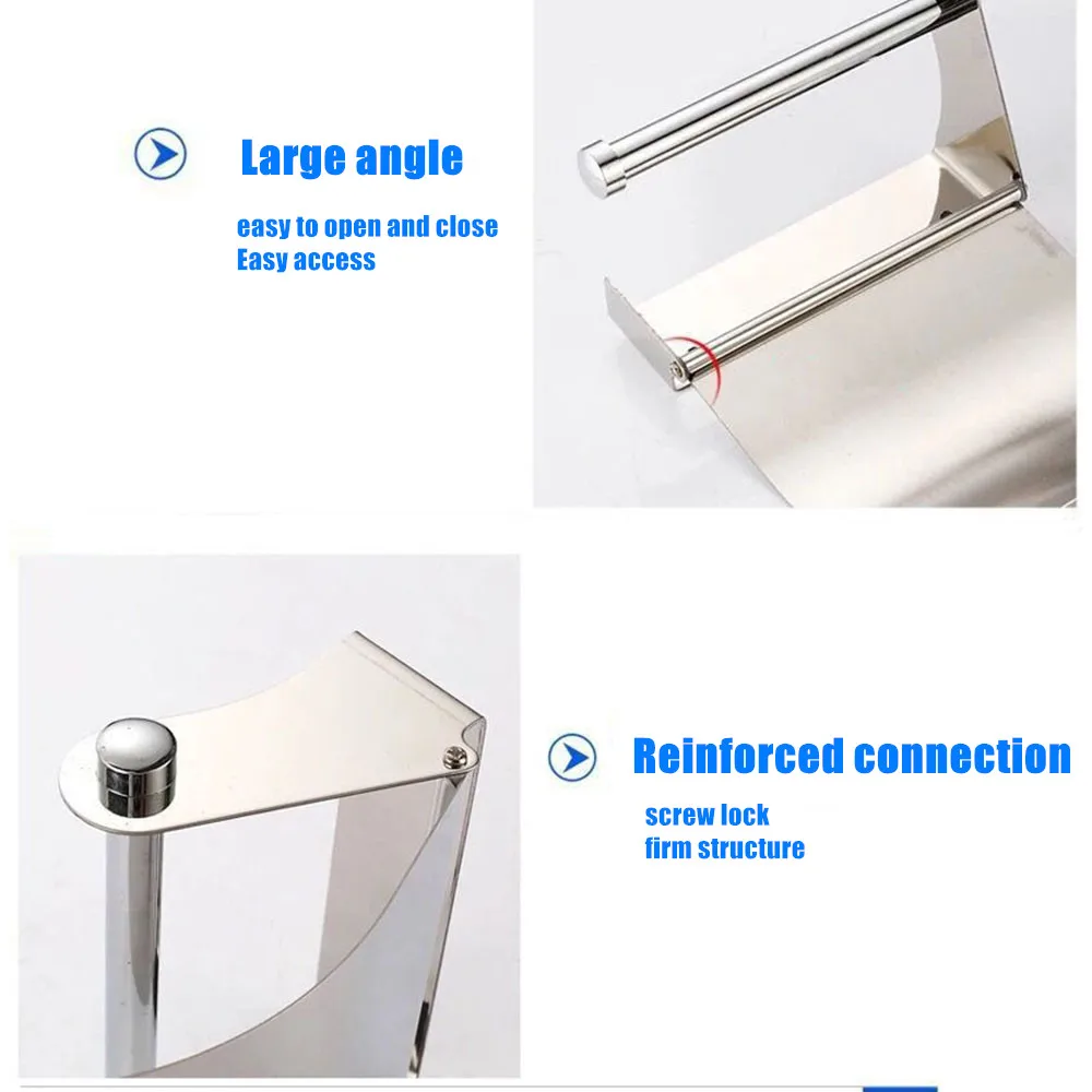 Hotel Box Stainless Steel Roll Tissue Toilet Paper Holder Stand Dispensers