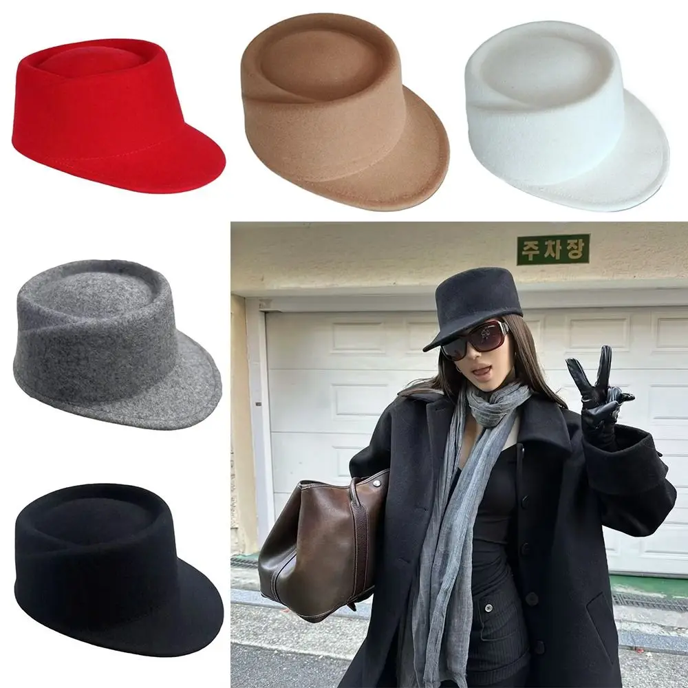 Fashion 100% Wool Top Hat for Women Warm Adjustable Fedora Hats Elegant Charming Wool Hat Daily Wear
