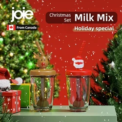 joie Christmas Straw Cup Manual Stirring Cup Coffee Soy milk Milk Cup Milk Mix Cup Kids Milk Cup Cute Plastic Water Cup Gift