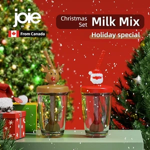 Joie Christmas Straw Cup dành cho trẻ em, Kính kích động bằng tay, cà phê, sữa đậu nành, hỗn hợp sữa, cốc nước nhựa dễ thương, quà tặng 10 Cup sữa bán hàng chính - №8