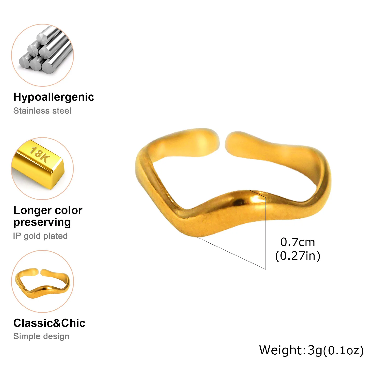 Vnox Adjustable Chunky Open Twist Stackable Rings for Women, Bold Stainless Steel Crossover Statement Ring Band Gift