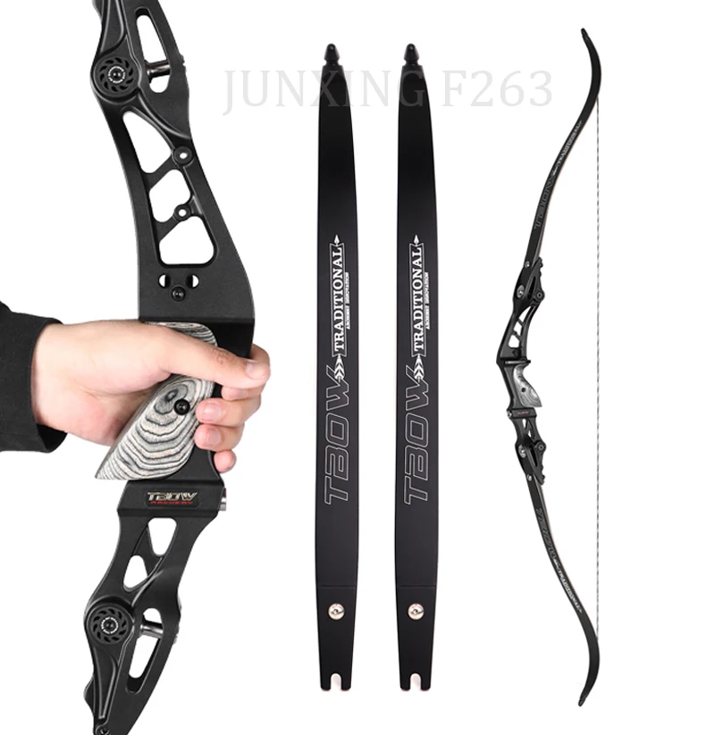 

JUNXING F263 American Hunting Recurve Bow 62 inch 25-60 lbs 6061T6 Aluminium Alloy CNC Bow Handle Archery Shooting Accessory