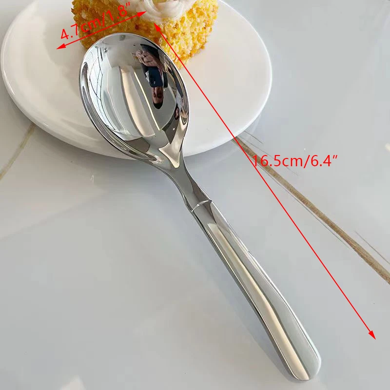 Net Red Golden Dinner Long Handle Stirring Dessert Spoons For Kitchen Accessories Gadgets Stainless Steel Round Spoon