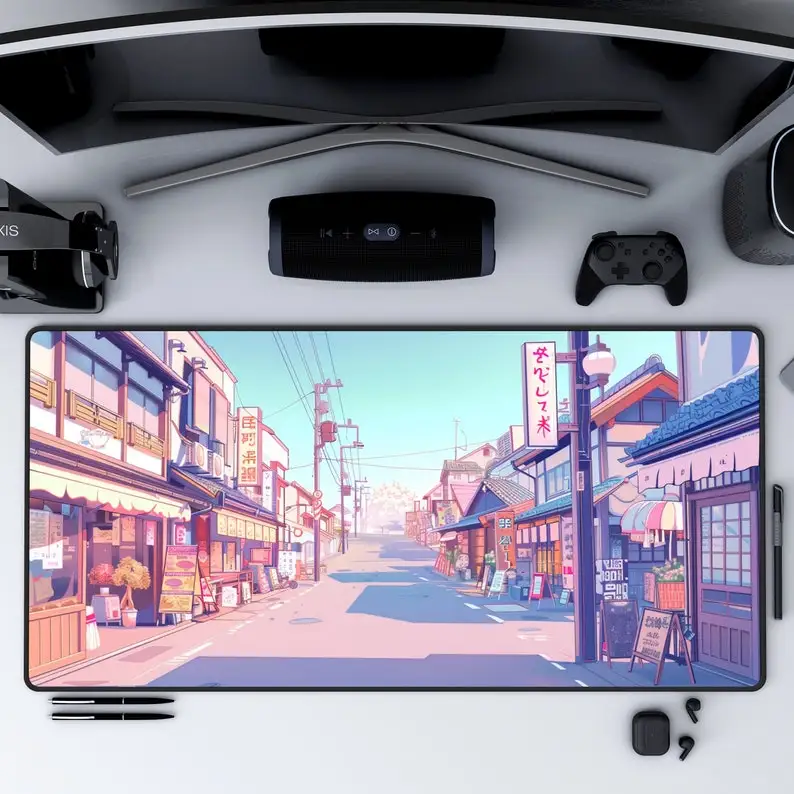 

Japanese-style Urban Street Scene Desk Mat, Tokyo Mouse Pad XL, Cute Gaming Mouse Pad XXL, Anime Aesthetic Cityscape Desk Mat
