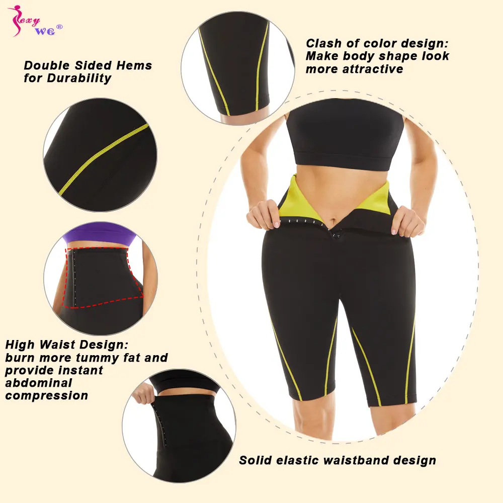 SEXYWG Women Sauna Pant Neoprene Sweating Shorts Slimming Body Shaper Thigh Trouser Running Sports Exercise Fitness Stretch