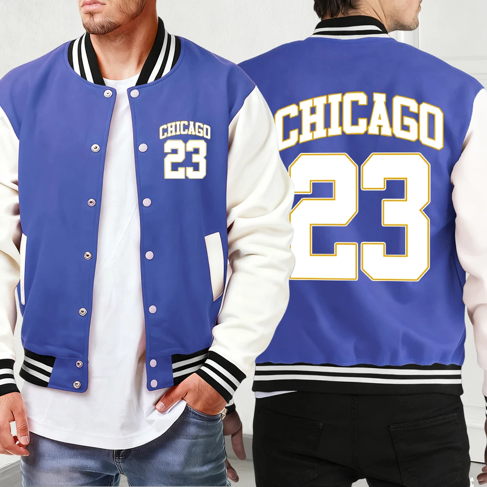 

Chicago Number 23 Print New Fashion Baseball Jersey Mens Sport Retro Jacket Street Oversized Veste Autumn Button Menswear Unisex