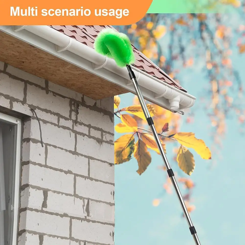 

Retractable Roof Cleaning Brush Spider Web Remover High Cleaning Brush Brush Altitude Steel Gutter Cleaning Tool W1V5
