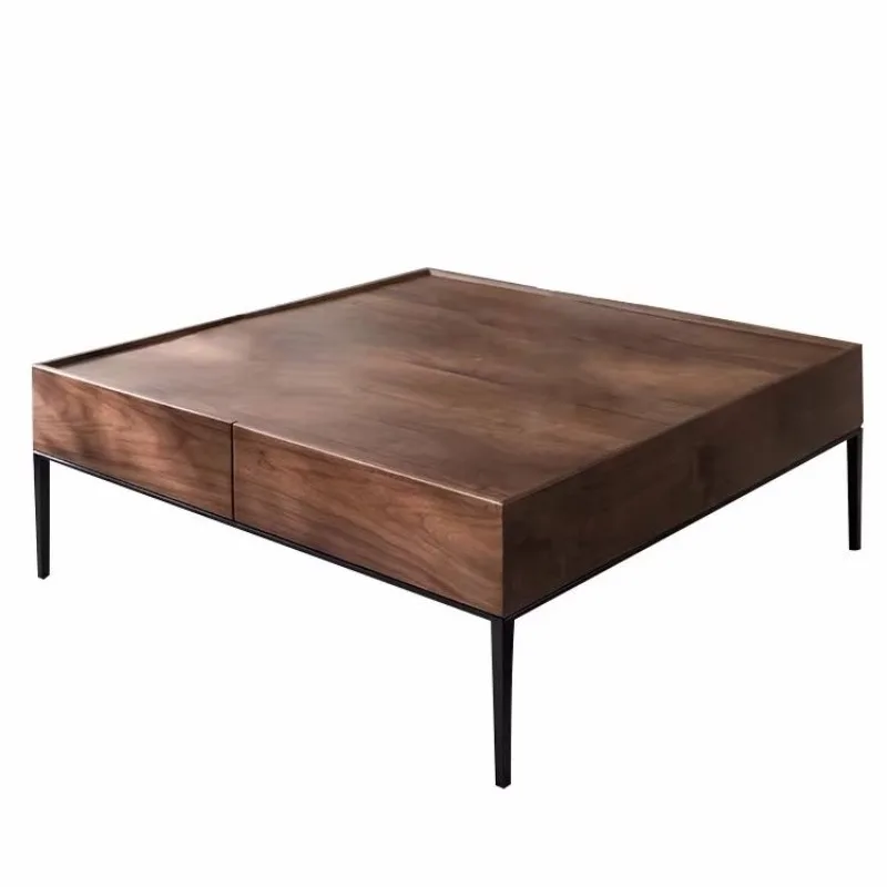 

North American black walnut square coffee table modern simple solid wood living room tea table furniture log tea table