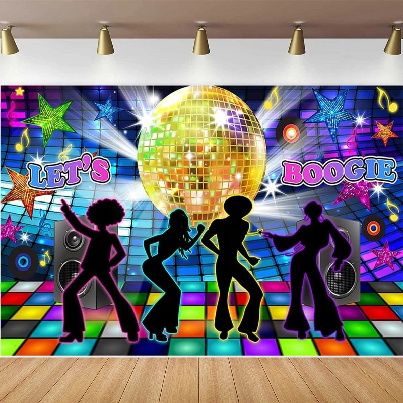 Disco Photography Backdrop Back To 70s 80s 90s Dance Decor Banner Let's Boogie Birthday Party Photo Booth Background Poster