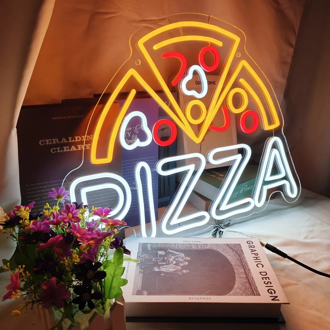 Imagem -02 - Pizza Neon Sign Led Night Light para Home Bar Beer Window Shop Decoração do Quarto para Resraurant Hamburger Neon Night Light