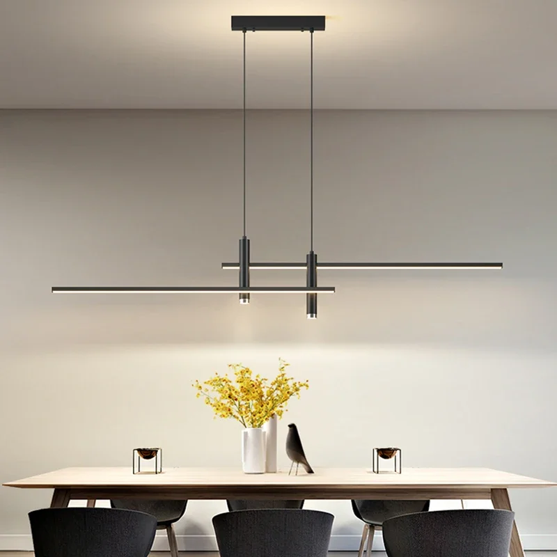 

Modern LED Chandelier Dimmable Dining Table Kitchen Minimalist Black Gold Pendant Lamps Home Decor Lighting Lusters Fixture