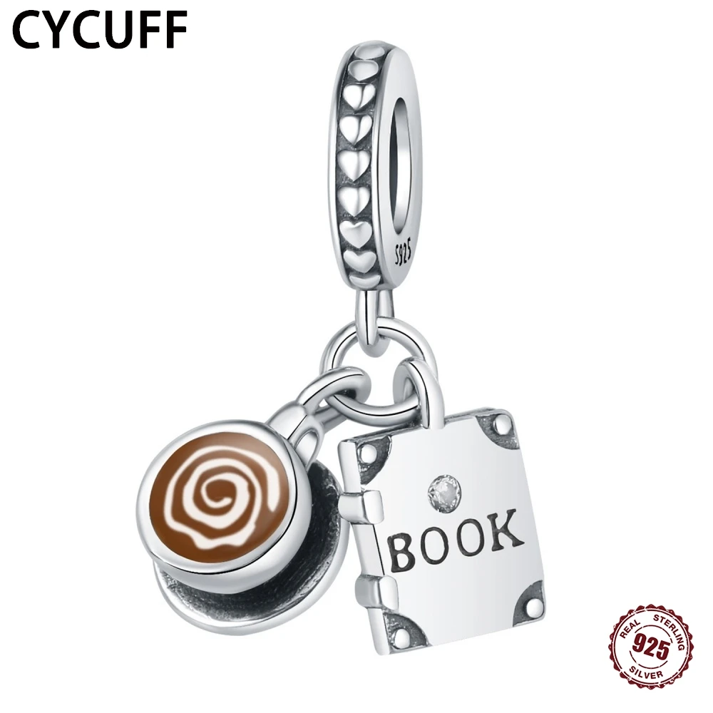 

Real 925 Sterling Silver Beads Charm Coffee Cups Books Pendant Fit Pandora Charms Bracelet Diy Women Original Jewelry Gifts