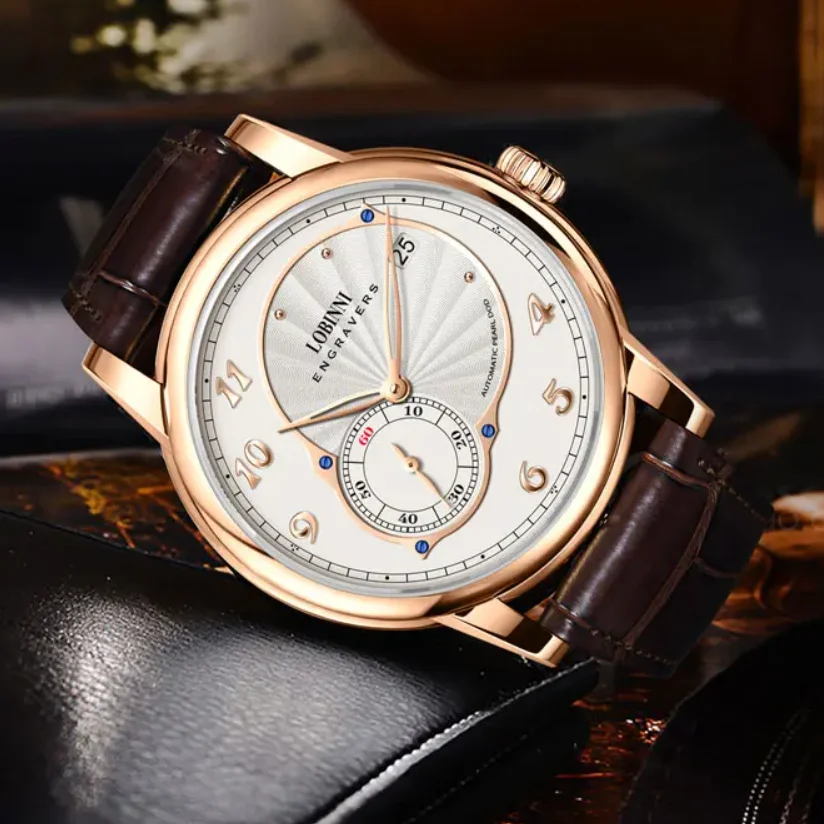 

LOBINNI Mens Automatic Watches Vintage 40mm Mechanical Wristwatch Ultrathin Sapphire Mirror Hangzhou5000 Small Rotor