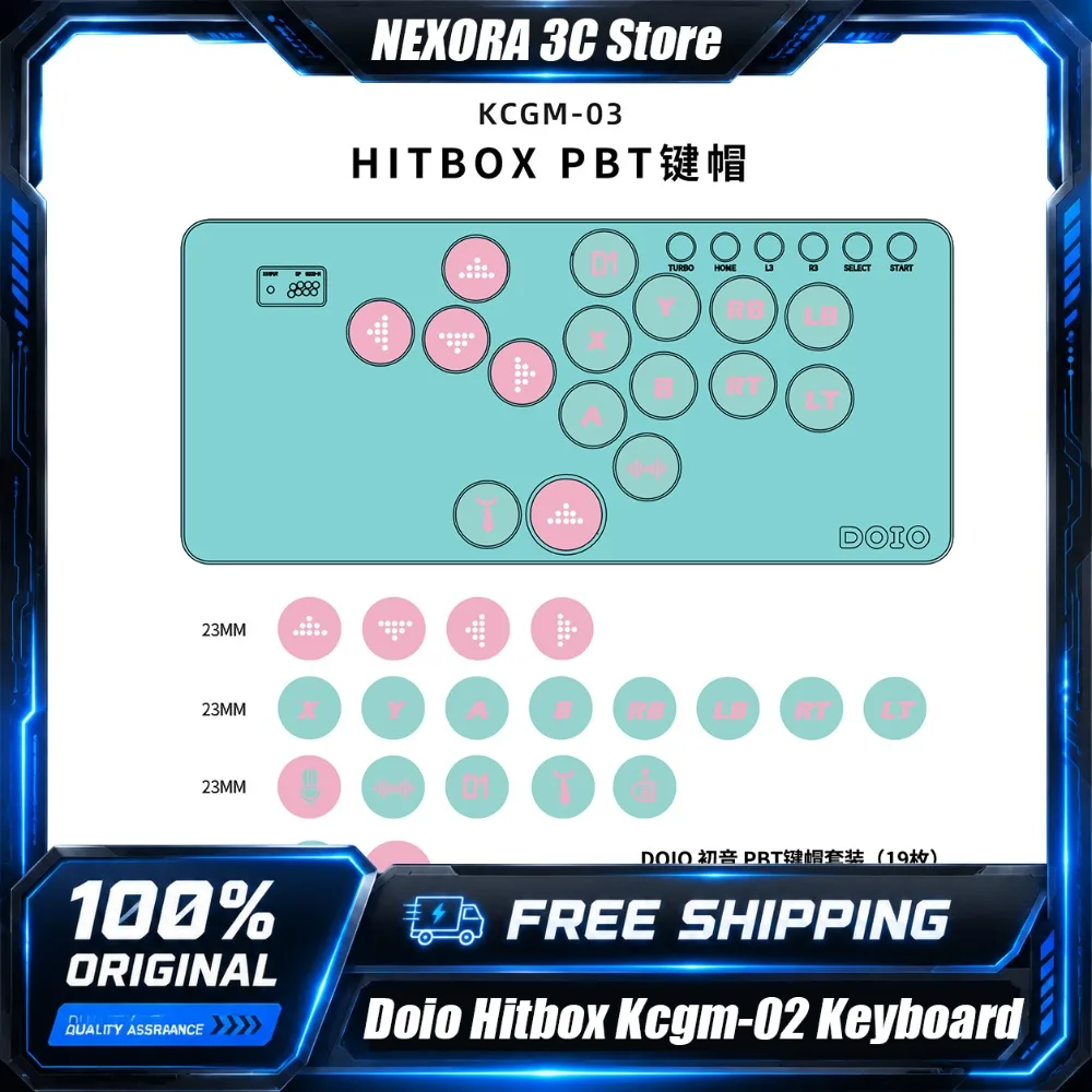 

Doio Hitbox Kcgm-02 Mini Keyboard Keycaps 19key KCGM-03 PBT Sublimation Customized Keycap Set Arcade Game PC Accessories Gifts