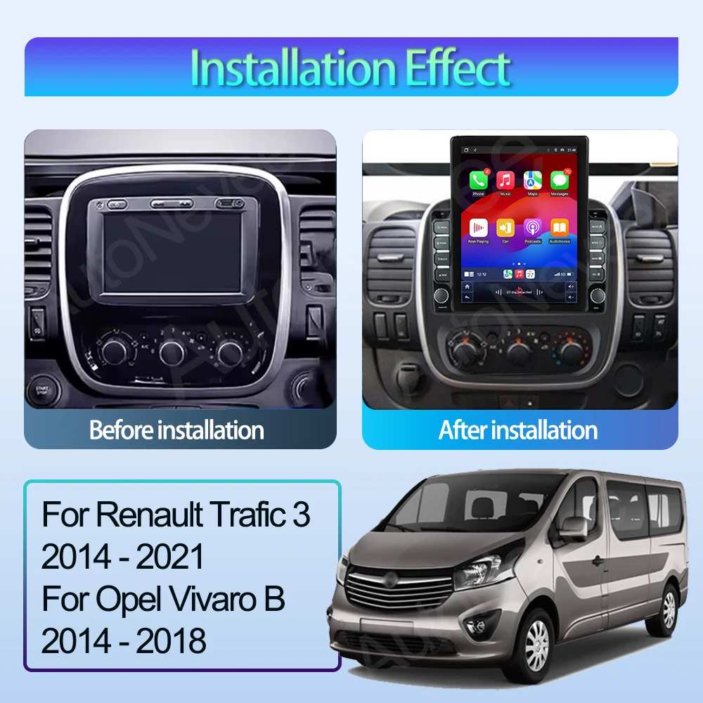 9.7 inch Auto Android Voor Renault Trafic 3 2014-2021 Voor Opel Vivaro B 2014-2018 Auto Radio multimedia Speler Navigatie GPS 2 din