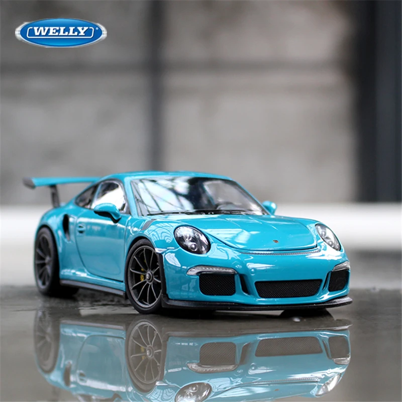 WELLY-Porsche 911 GT3 RS Modelo de Carro Esportivo Liga, Metal fundido, Carro de corrida, Coleção Simulação, Brinde Infantil, 1:24