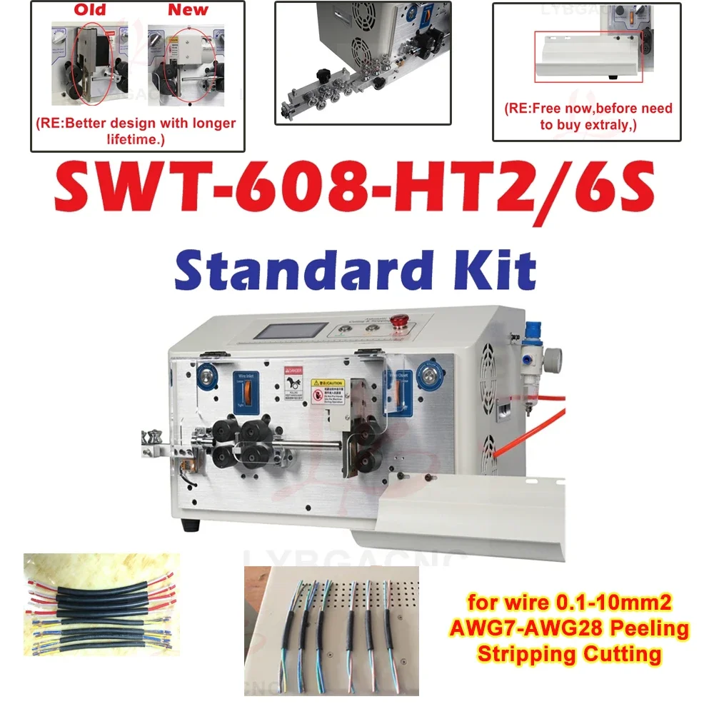 Touch Screen Wire Stripping Machine 6-Wheels Upgraded SWT-608-HT2-6S Round Sheath Peeling Cutting for 0.1-10mm2 AWG7-AWG28