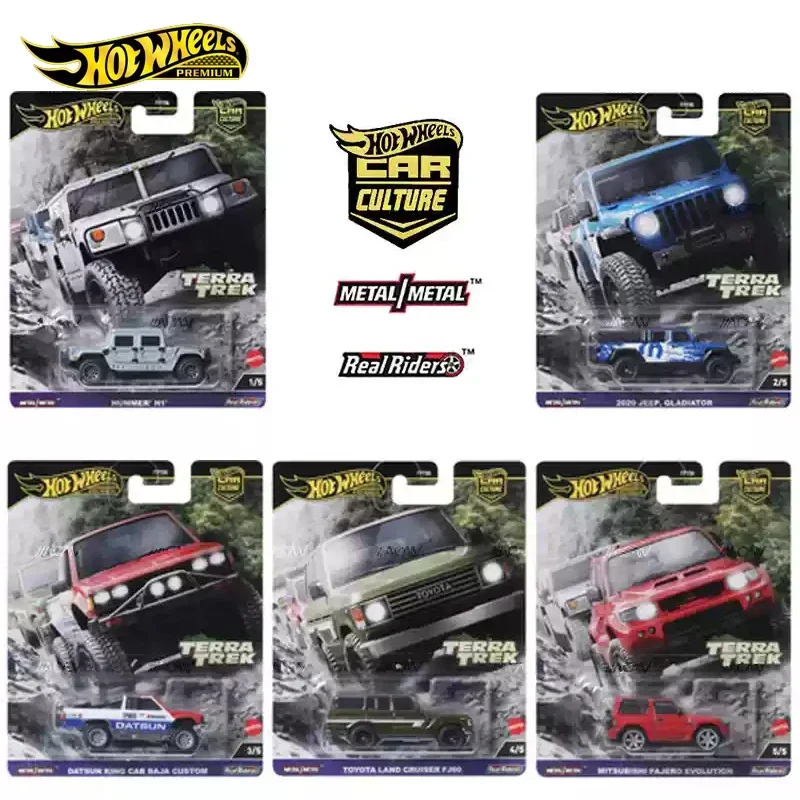 Original Hot Wheels Premium Car Culture Terra Trek Boys Toys 1/64 Diecast Hummer H1 Jeep Gladiator Datsun King Toyota Mitsubishi