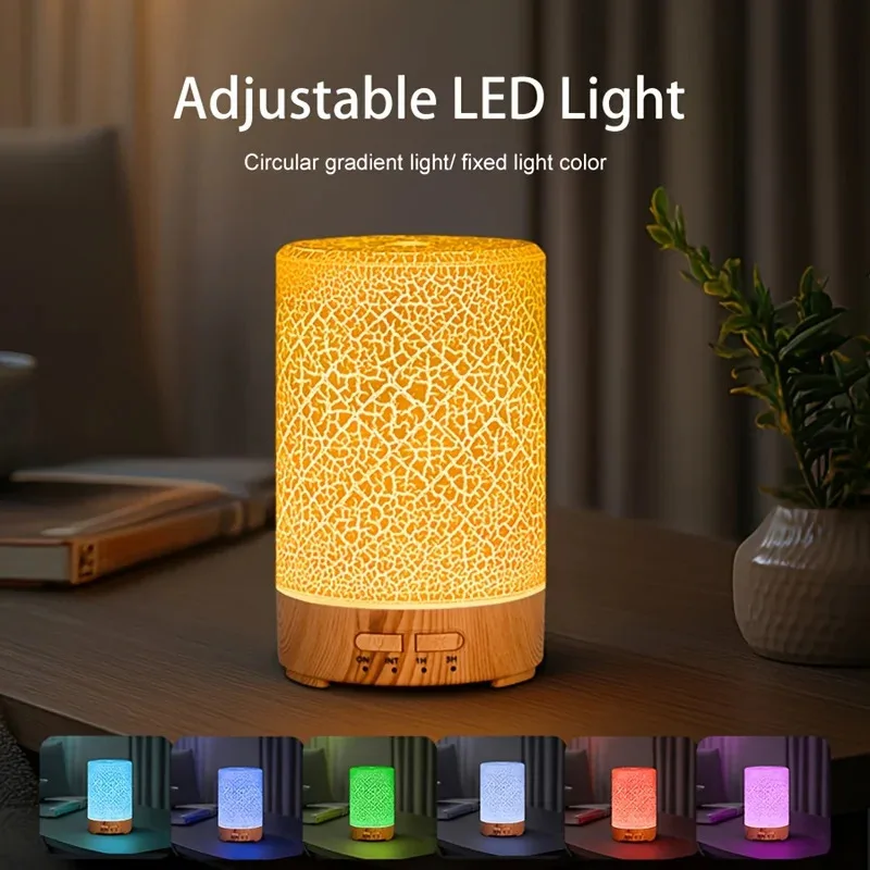 Crack Design Essential Oil Aroma Diffuser USB Powered with 7 Color LED Lights Ultrasonic Air Humidifier for Living Room Office