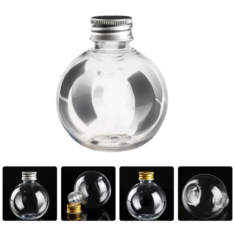 

20 Pcs Transparent Plastic Bottle Bulb-shaped Bottles Decoration PET with Lid Toiletries Round Clear Container Ribbon