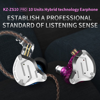 KZ ZS10 Pro 4ba + 1dd Hybrid Metal headphones 10-driver high-fidelity bass motion monitor headphones with canc