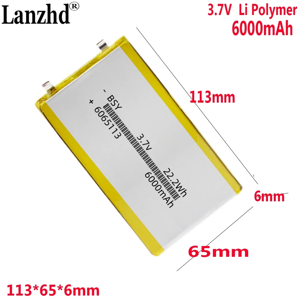 3.7V Polymer lithium-ion battery 6065113 6000MAH For mobile power special battery