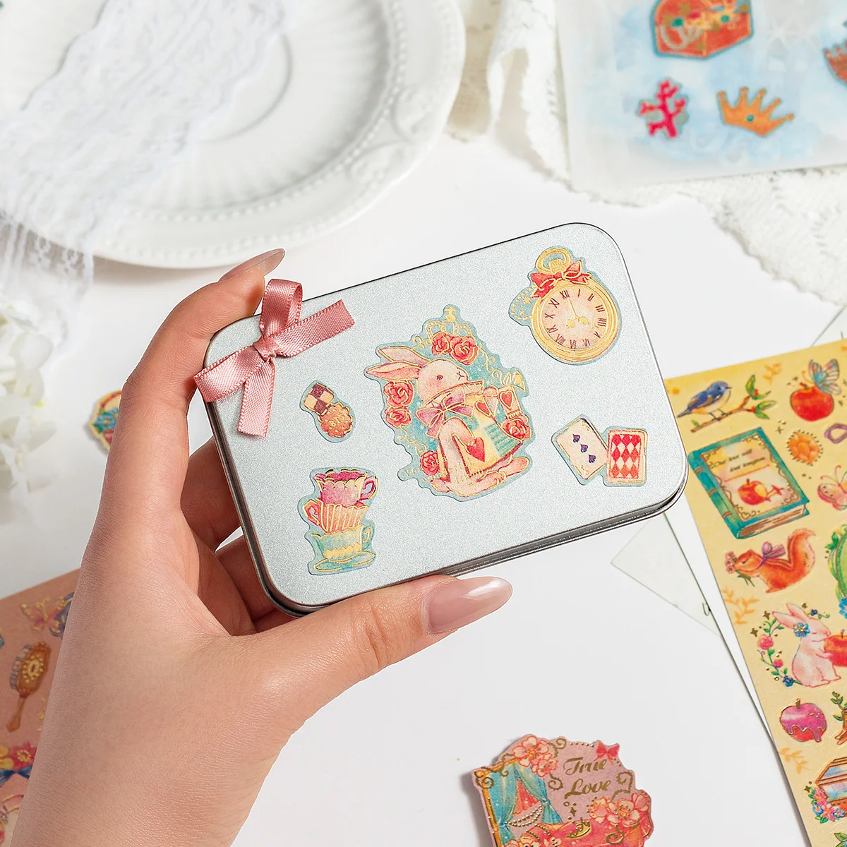 Romantic Fantasy Beautiful Fairy Tale World Princess Flower Sticker Handbook Material Decoration Pearlescent Bronzing Sticker