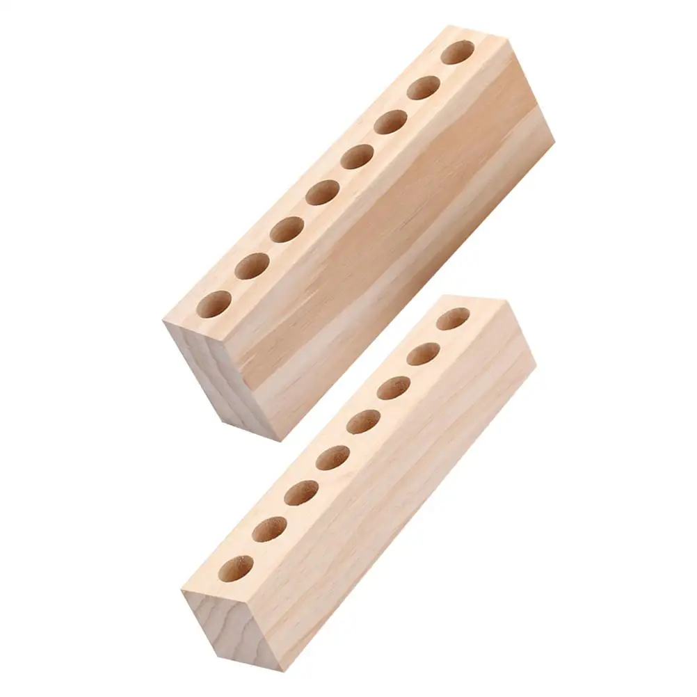 

2 Pcs Wooden Storage Rack Lipstick Eyebrow Pencil Holder Durable Multi-grid Display Stand Makeup Brush Organizer