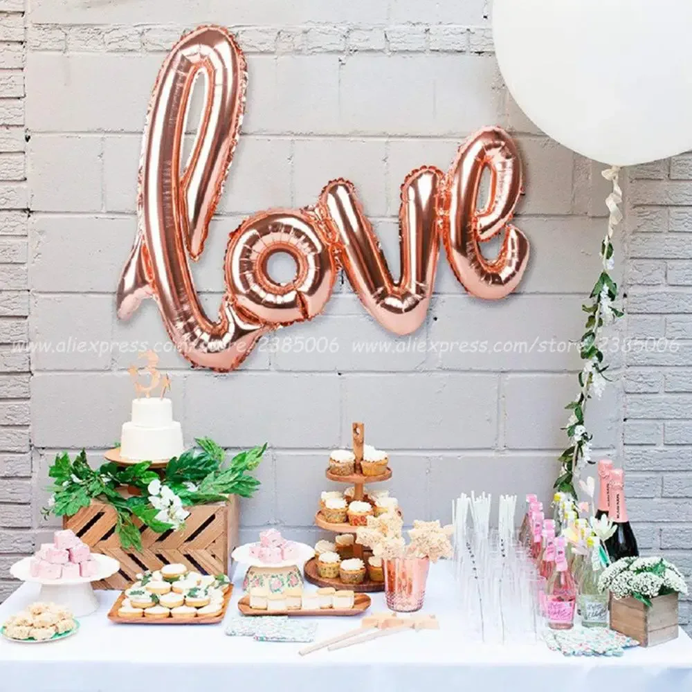 Ligatures Love Letter Foil Balloon Party Decoration Anniversary Wedding Valentines Birthday Photo Props