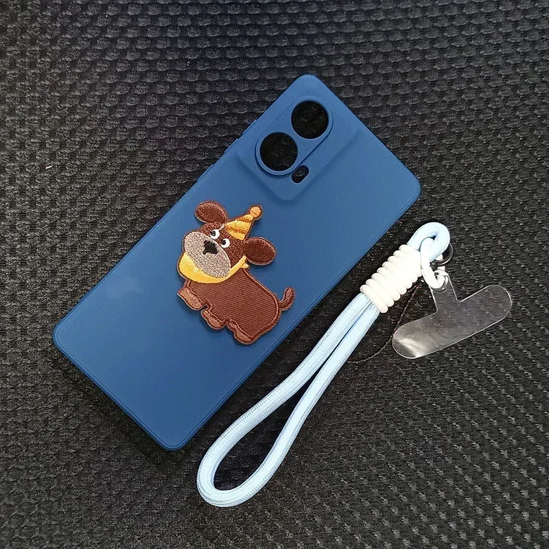 

Luxury Cartoon Dog with Lanyard Phone Case for Samsung Galaxy A01 A02 A02S M01 Core Liquid Soft Silicone Cover M01 Core Funda