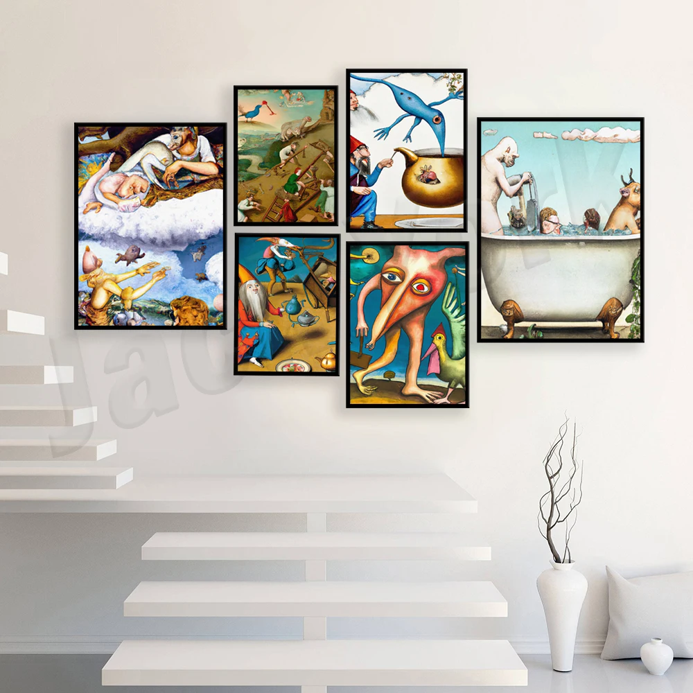 Hieronymus Bosch Surreal Artwork Posters Prints The Garden of Earthly Delight Canvas Art Wall Painting Picture Bedroom Decor