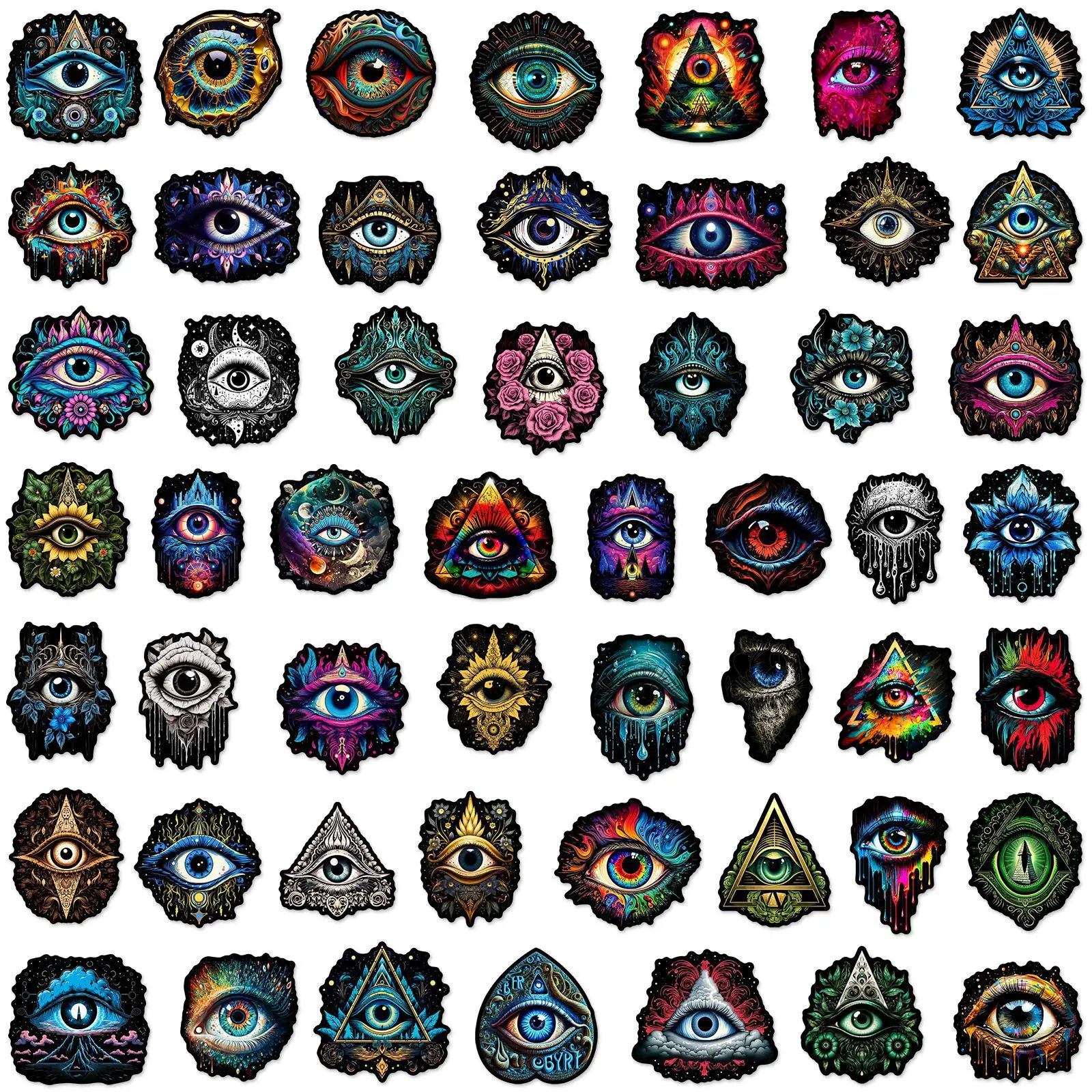 50PCS Terror Eyeball Cool Cartoon Graffiti Stickers DIY Phone Guitar Laptop Notebook Suitcase Cup Waterproof Sticker Kids Toy