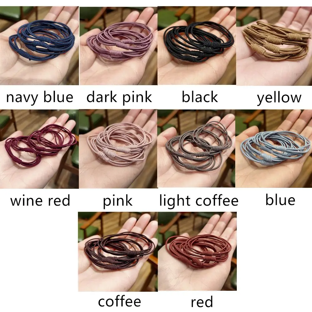 Random Color Concise Girl Women 4 in 1 Hair Ring Hair Tie Rope High Elastic