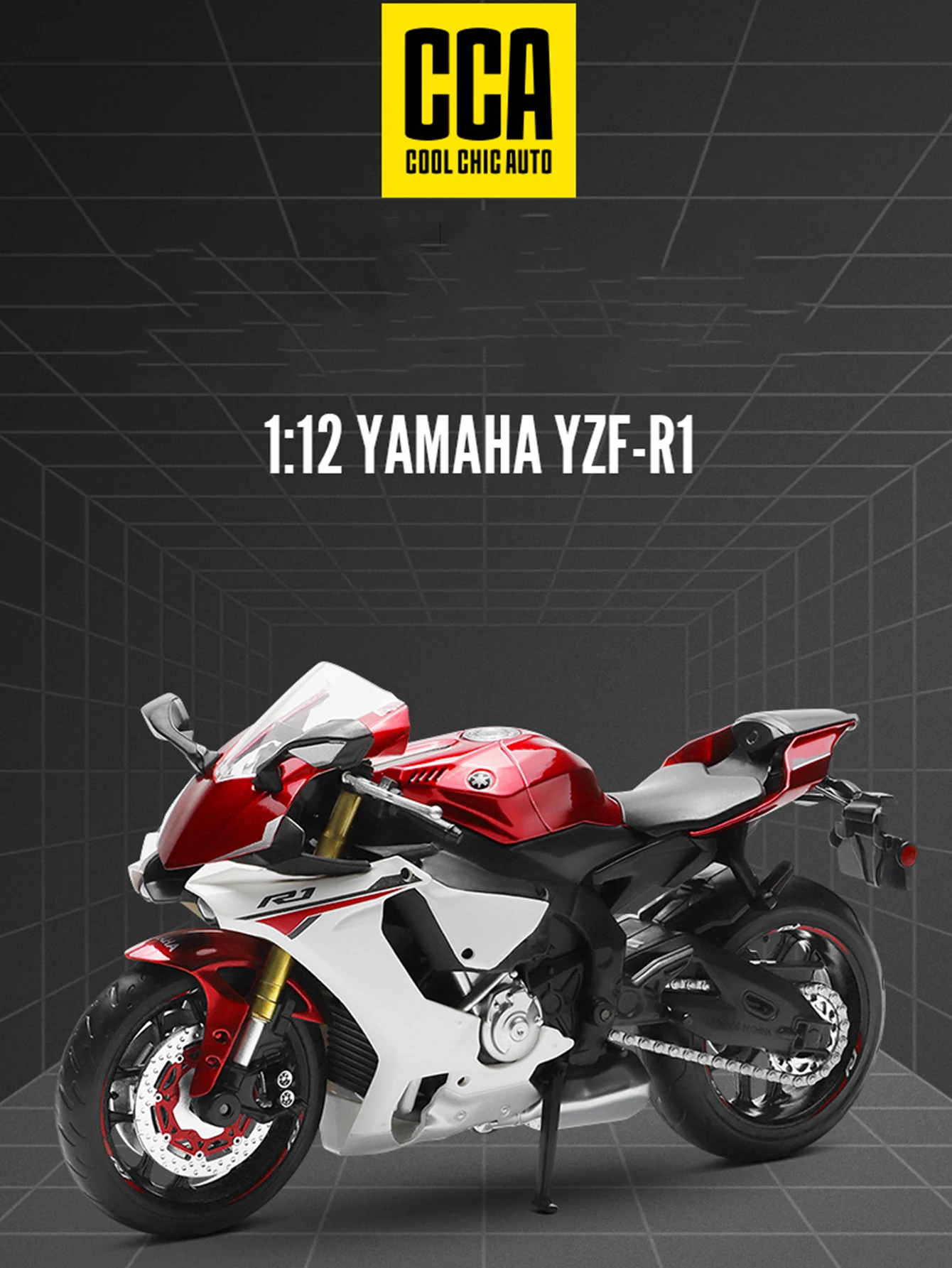 

1:12 Модель мотоцикла Yamaha YZF-R1, статическая модель, металлические предметы коллекционирования, подарочный автомобиль