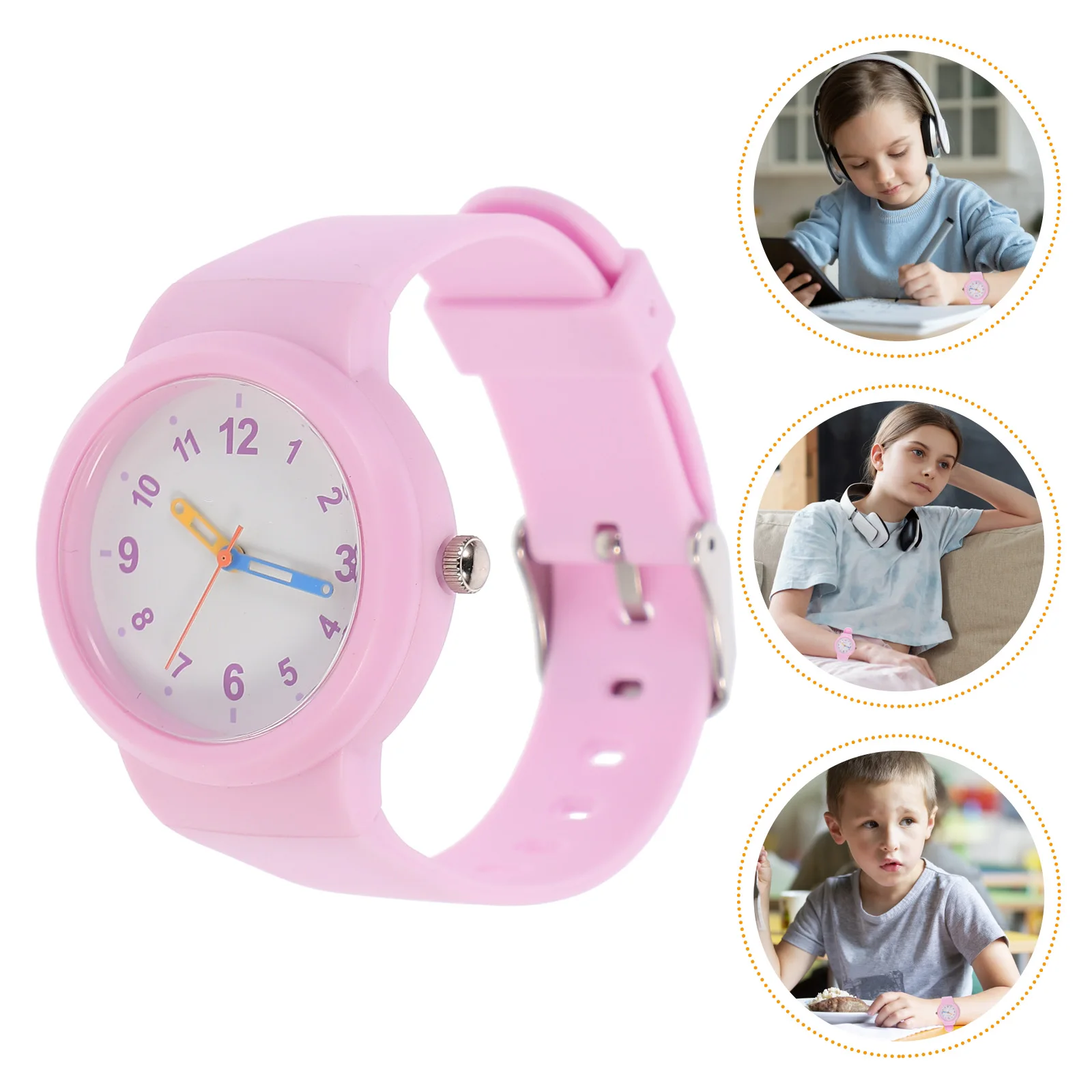 

Waterproof Kids Watches Stylish Children'S Simple Wrist Exam Sports Bright Pink Durable Gift For Girls Boys Comfortable Surface