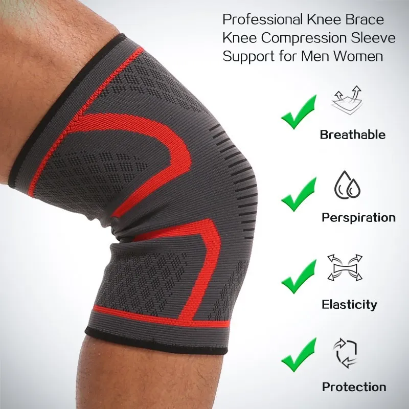 WOSWEIR 2 PCS Knee Brace Support for Arthritis Joint Nylon Sports Fitness Compression Sleeves Kneepads Running Protector