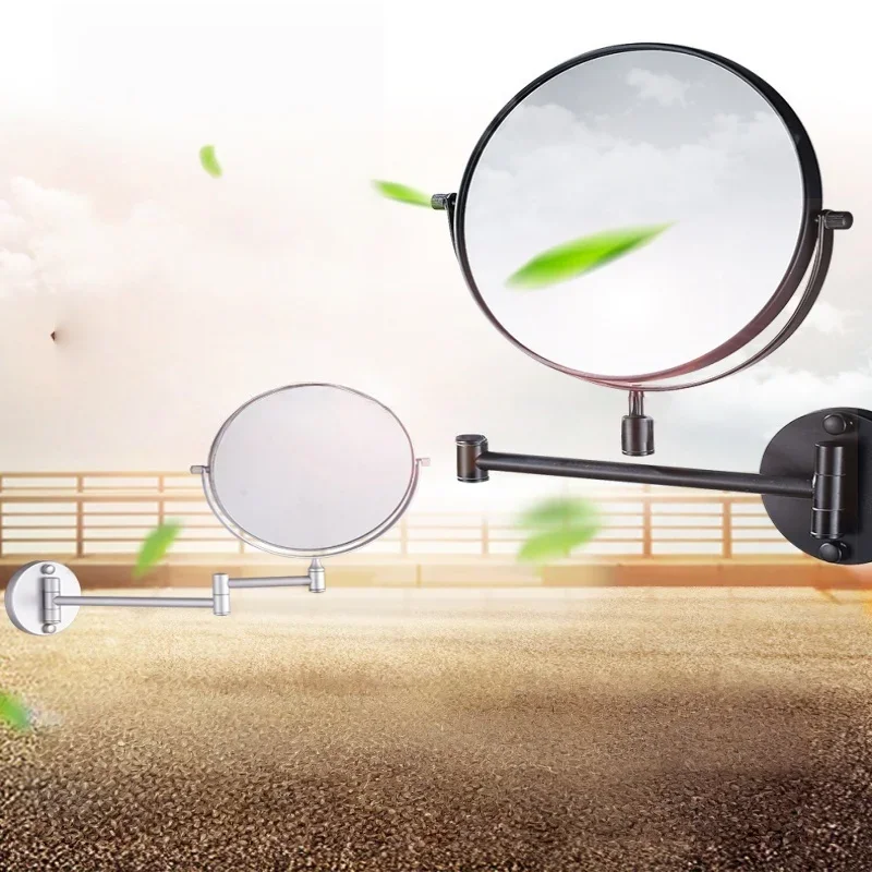 Wall mounted Folding Cosmetic Mirror Gold Dressing Mirror 3X:1X Magnifying  Makeup Mirror Black Mirror For Restroom Aluminium
