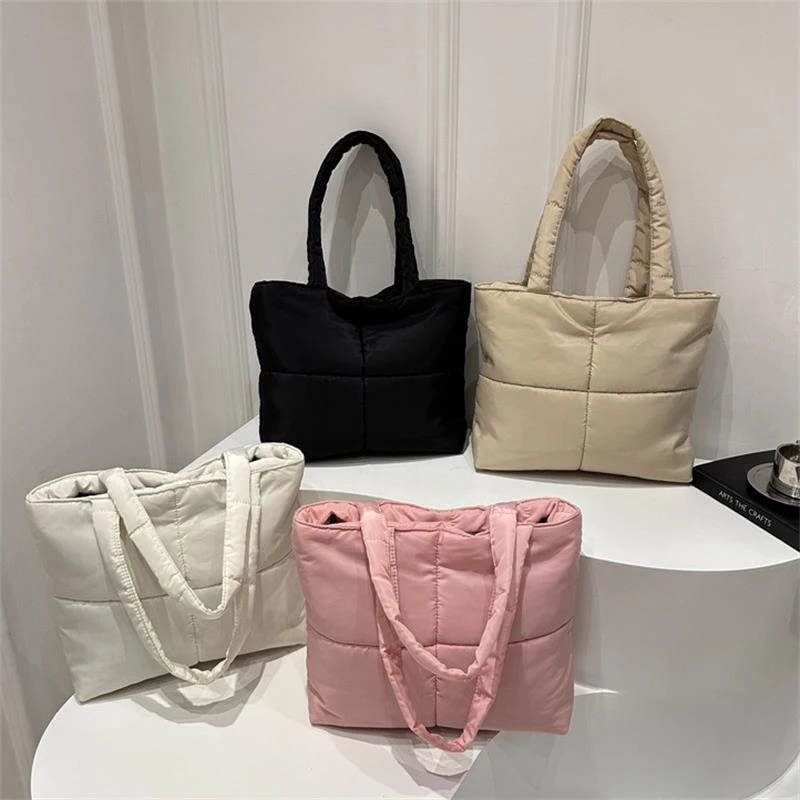 

Simple Large Capacity Down Jacket Cotton Shoulder Bags Girly Trendy Handbag Women Fashion Commuter Bag Travel Computer Bag Gifts