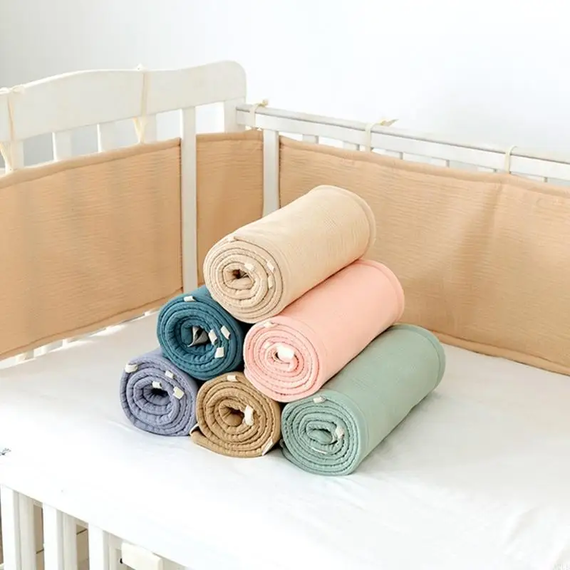 1 Set Multiple Use Nursery Bed Bumper Guard Soft Elastic Padding Cushion Strips With Breathable Design For Baby Cribs A2UB