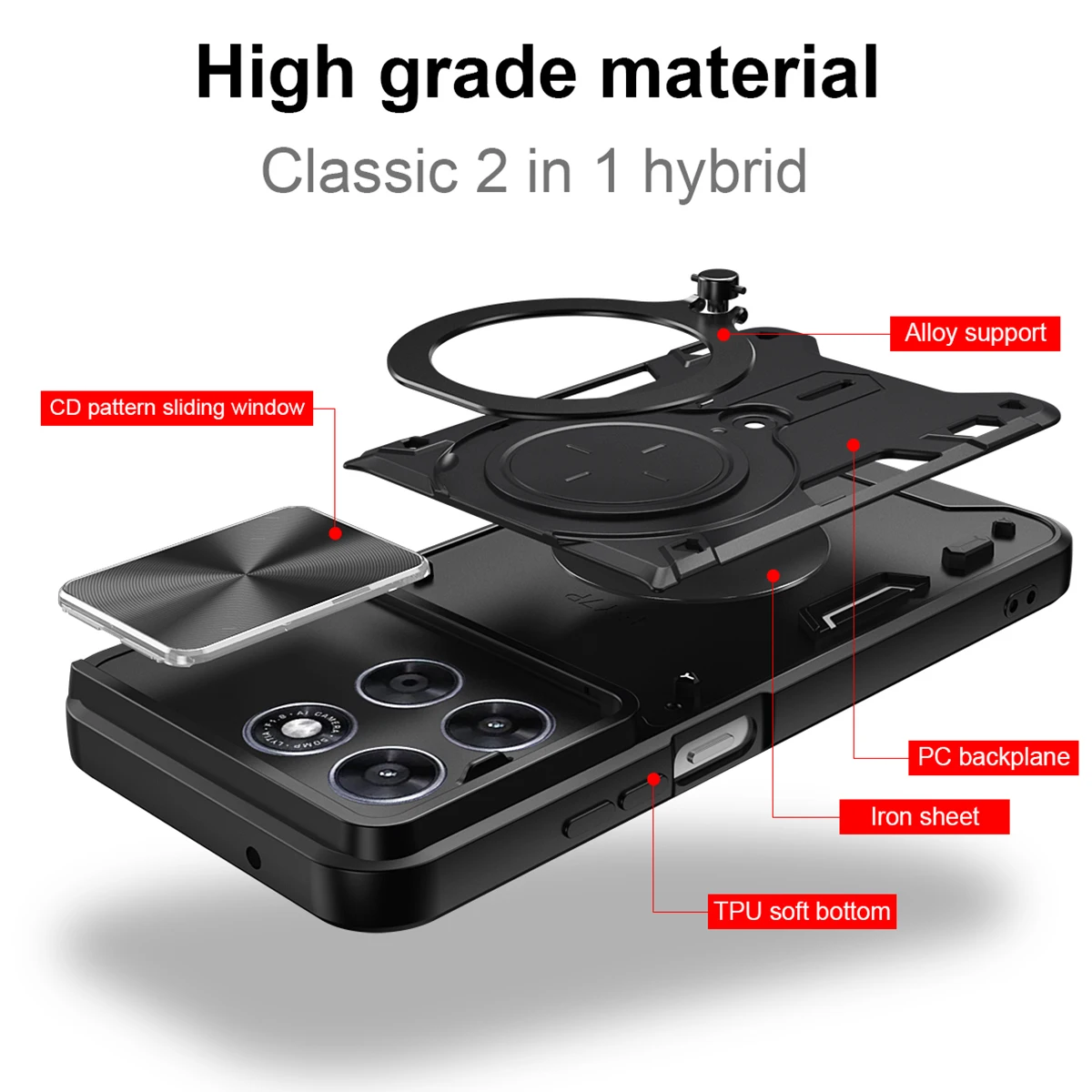 For Motorola Edge 50 Pro 50 Neo 50 Fusion Ultra Case Slide Camera Ring Holder Cover for Moto Edge 50Pro Capa Armor Stand Funda