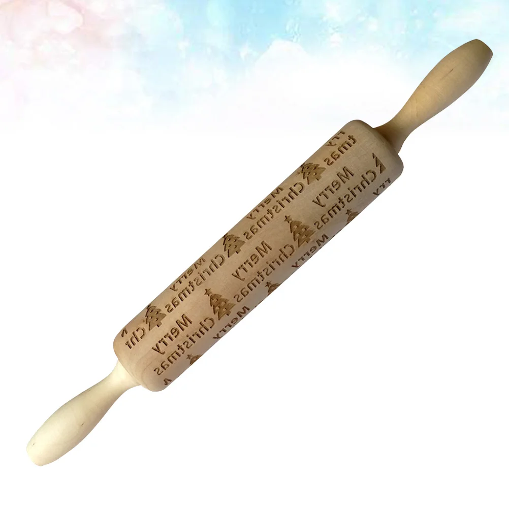 

Premium Quality Wooden Rolling Pin Christmas Engraving for Baking Desserts Home Store Kitchen Accessories Gift