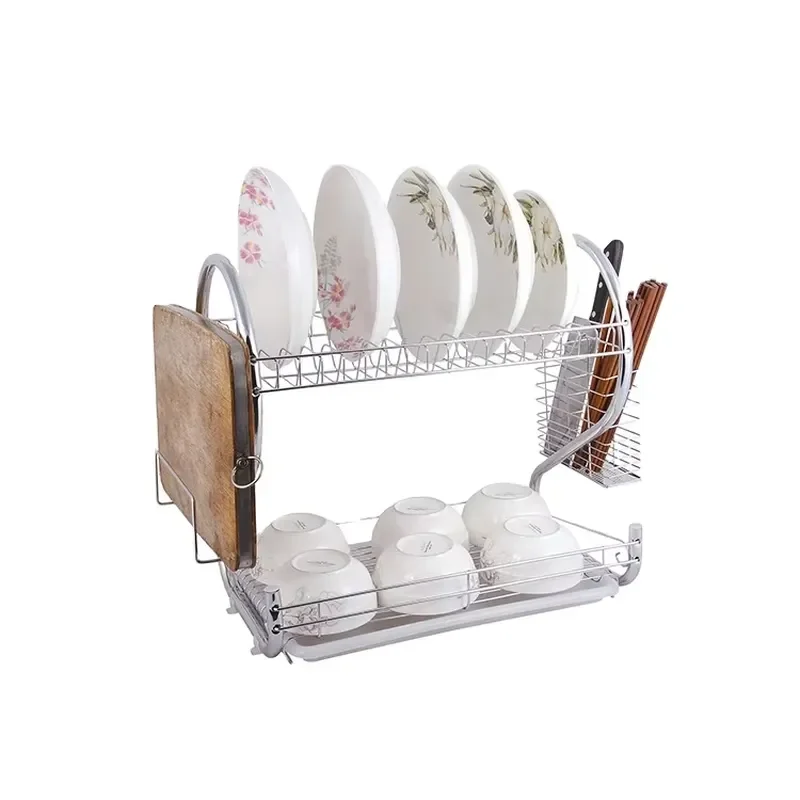 Stainless Steel Kitchen Dish Rack Drying Holder Organizer for Plates Bowls Utensils Countertop Storage Stand