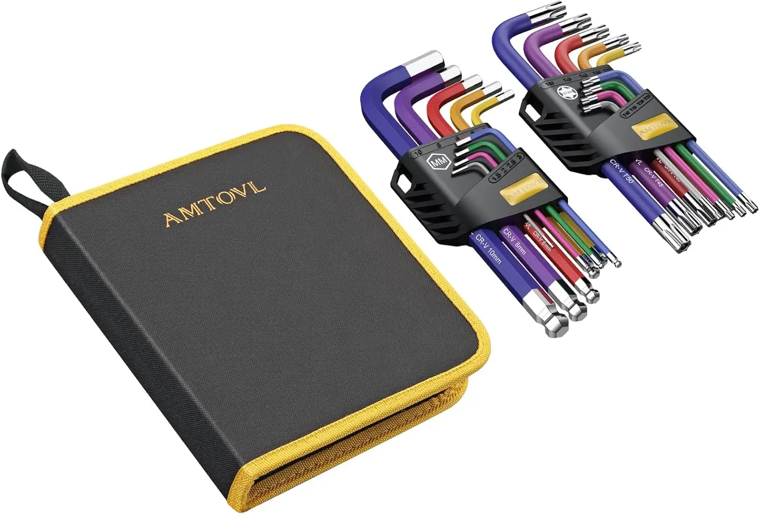 

AMTOVL Hex & TORX Key Set, Metric 1.5-10mm, T10-T50, Ball End, Color Coded
